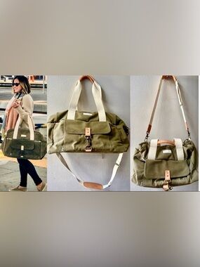 Birdling Bags Weekender Bag Olive Green Canvas w/Leather & Metal Accents~NICE!